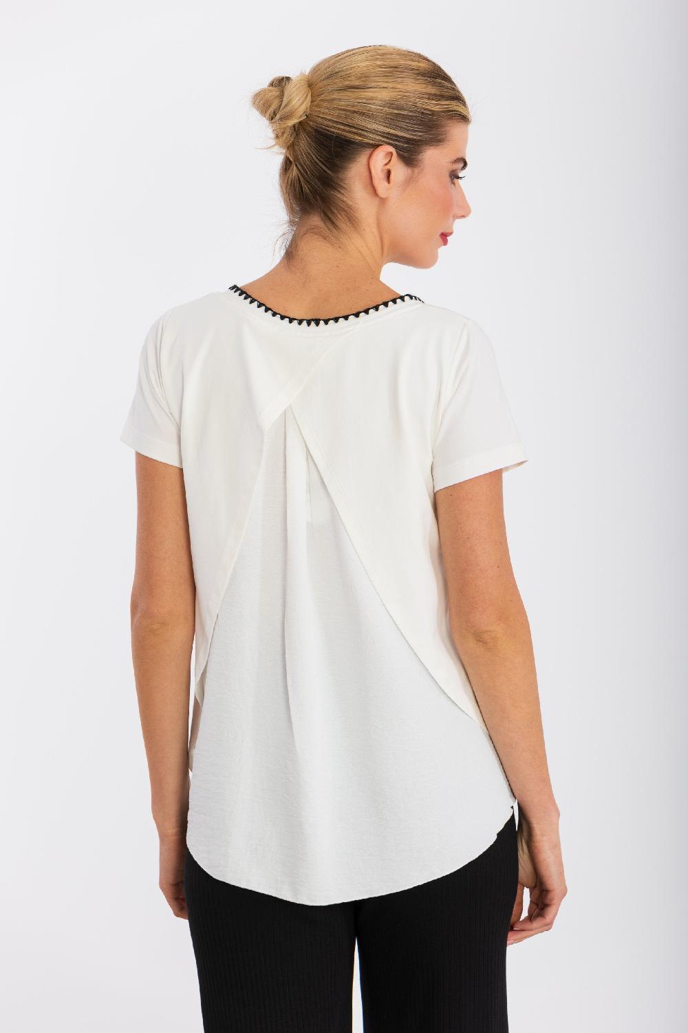 Lolitas&l Camiseta Blanca Bordado Silueta Con Pliegue LolitasyL