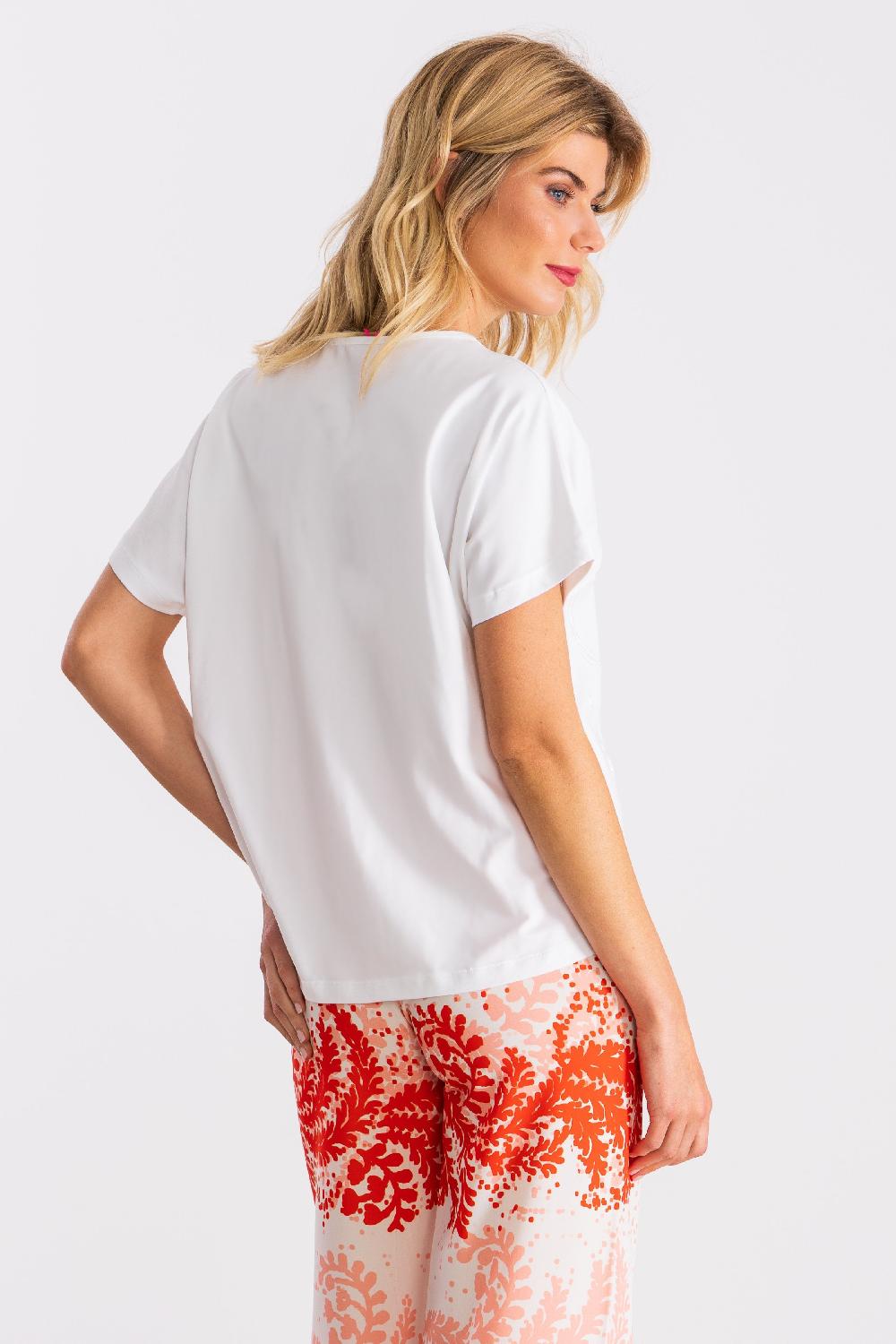 Lolitas&l Camiseta Blanca Con Bordado Al Tono Flor LolitasyL