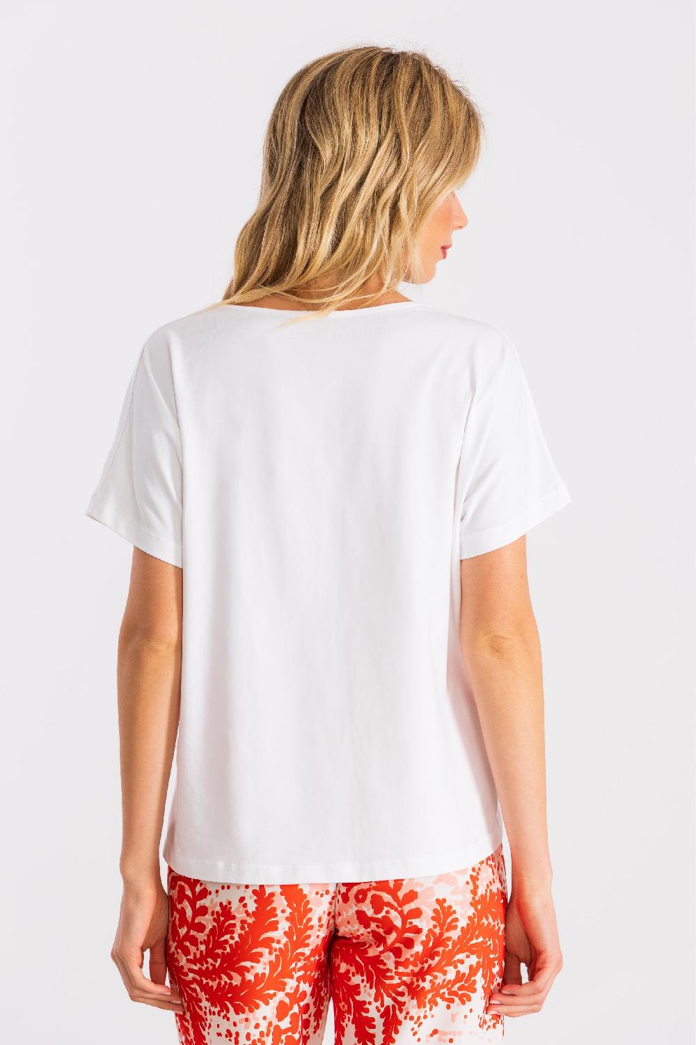 Lolitas&l Camiseta Blanca Con Bordado Al Tono Flor LolitasyL