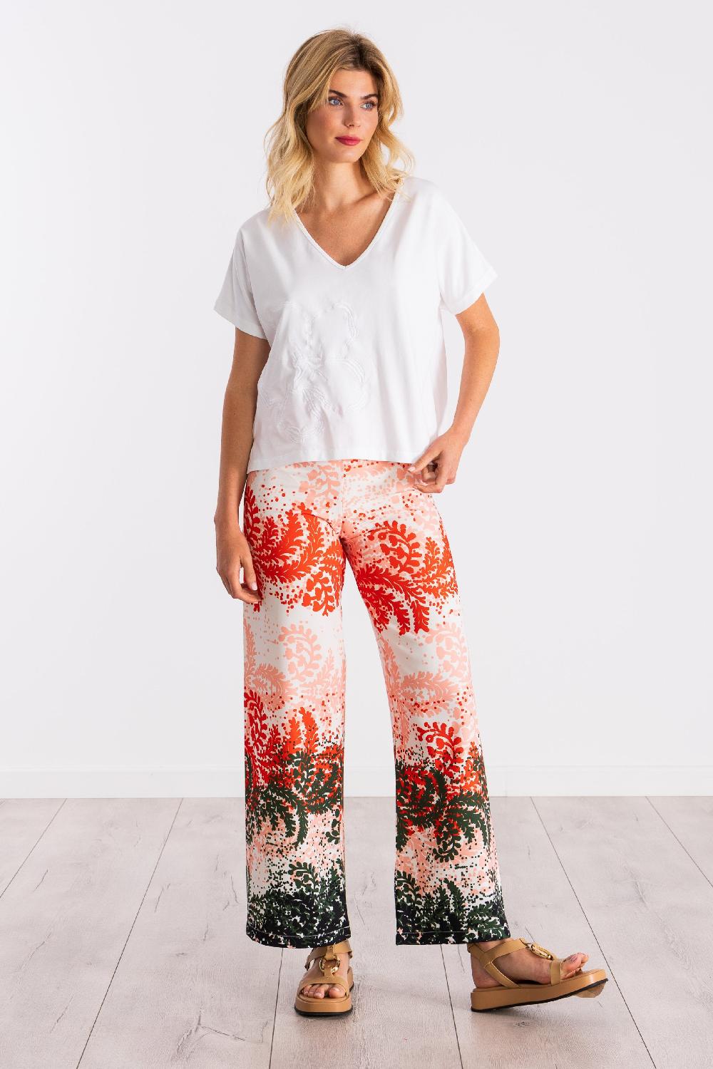 Lolitas&l Camiseta Blanca Con Bordado Al Tono Flor LolitasyL