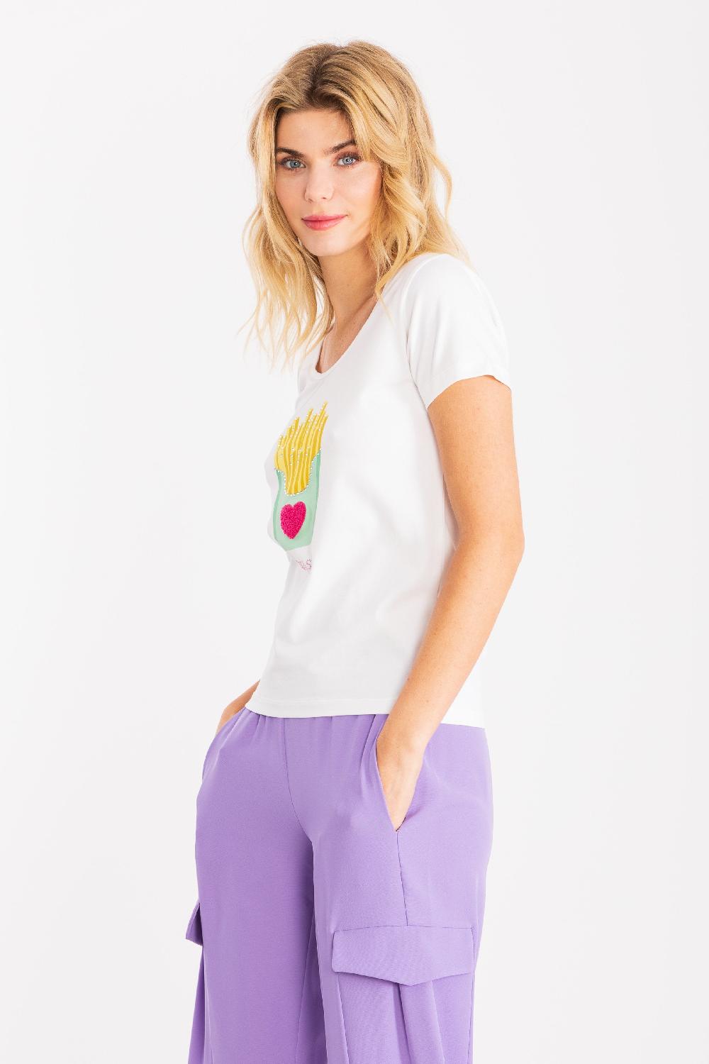 Lolitas&l Camiseta Blanca Estampado Chips LolitasyL