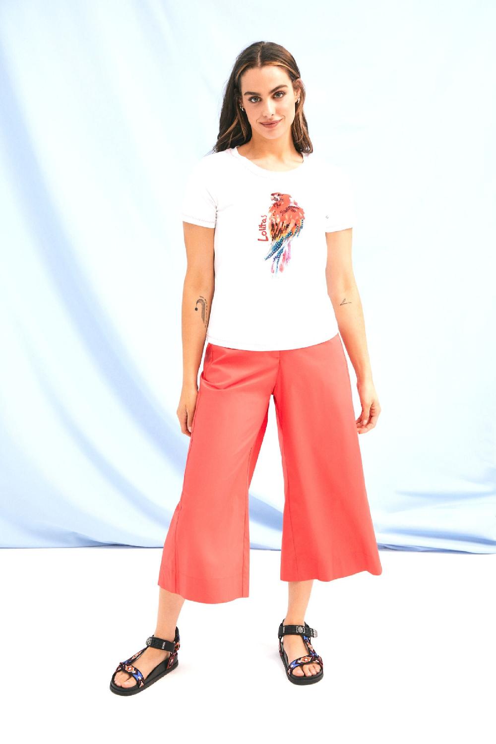 Lolitas&l Camiseta Blanca Estampado Pajaro Con Strass Lolitas&L