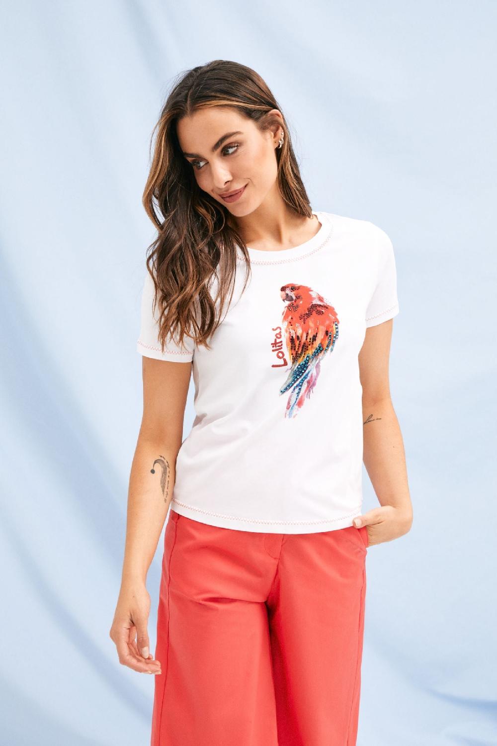 lolitas&l Camiseta blanca estampado pajaro con strass Lolitas&L