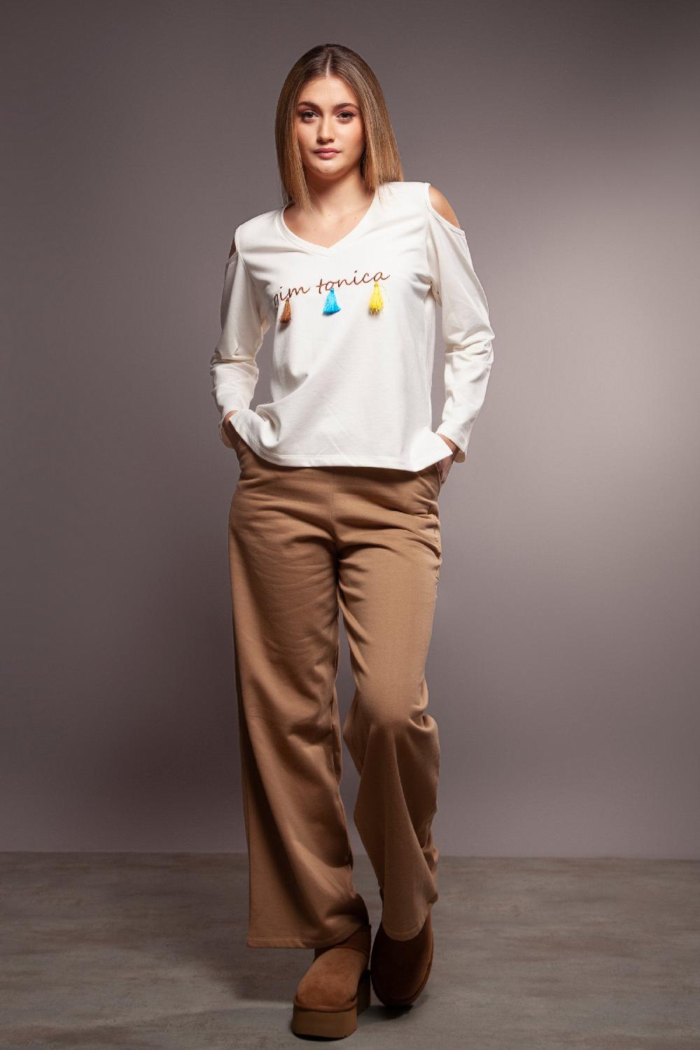 lolitas&l Camiseta blanca hombros descubiertos bordado pompon Lolitas&L