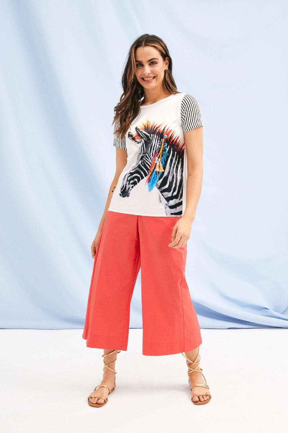 Lolitas&l Camiseta Blanca Motivo Cebra Con Mangas De Rayas Lolitas&L