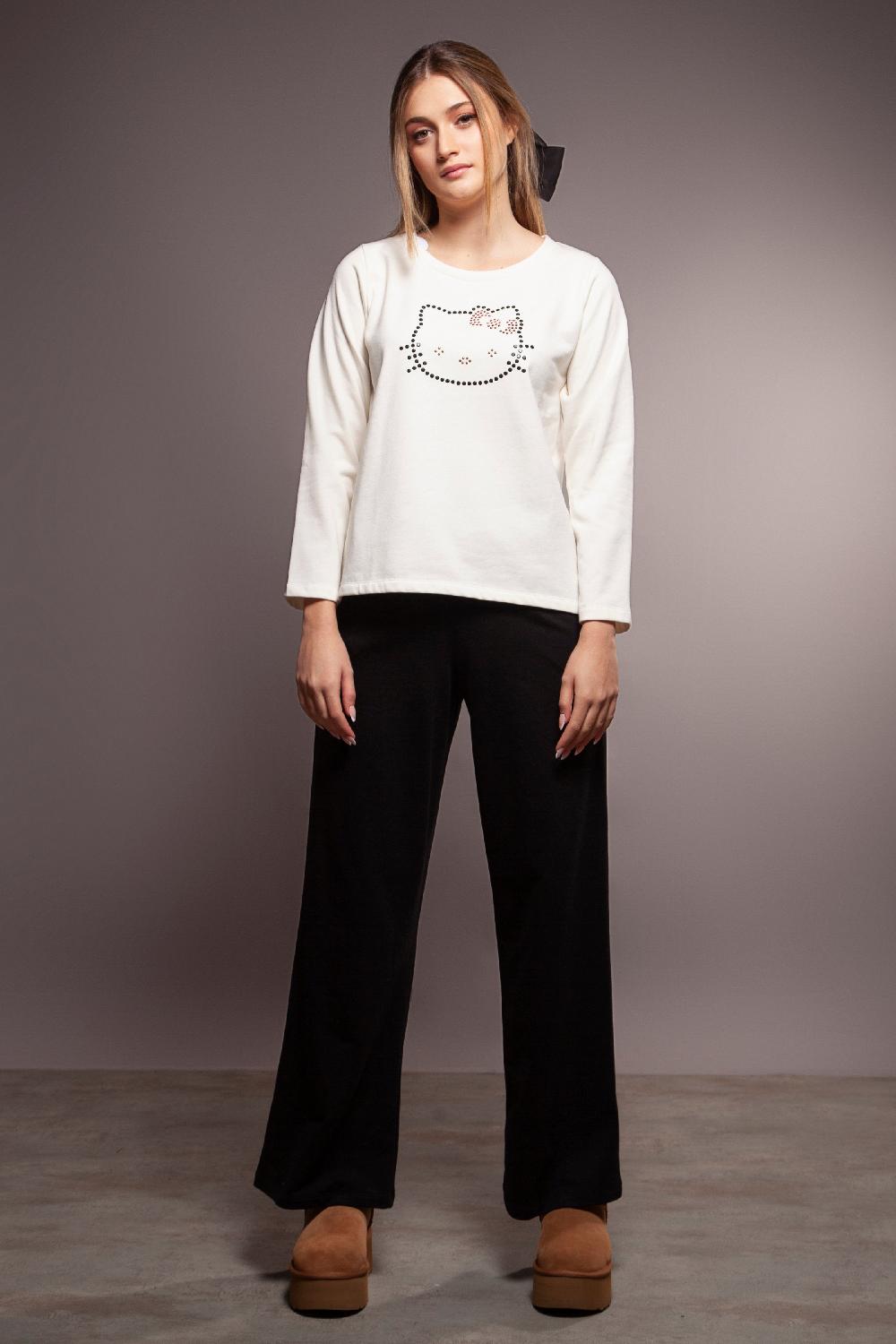 Lolitas&l Camiseta Blanca Motivo Kitty Con Quilla En La Espalda Lolitas&L