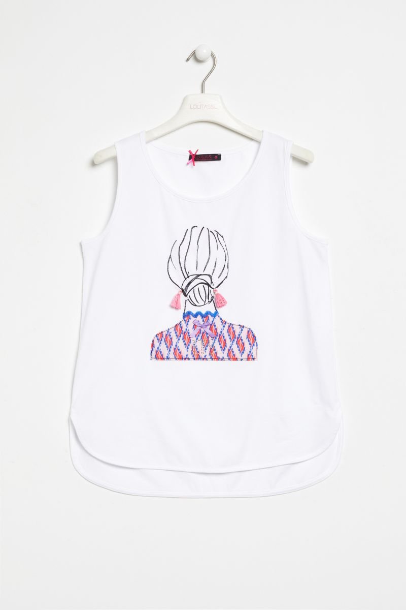 Lolitas&l Camiseta Blanca Tirantes Con Estampado Moño Lolitas&L