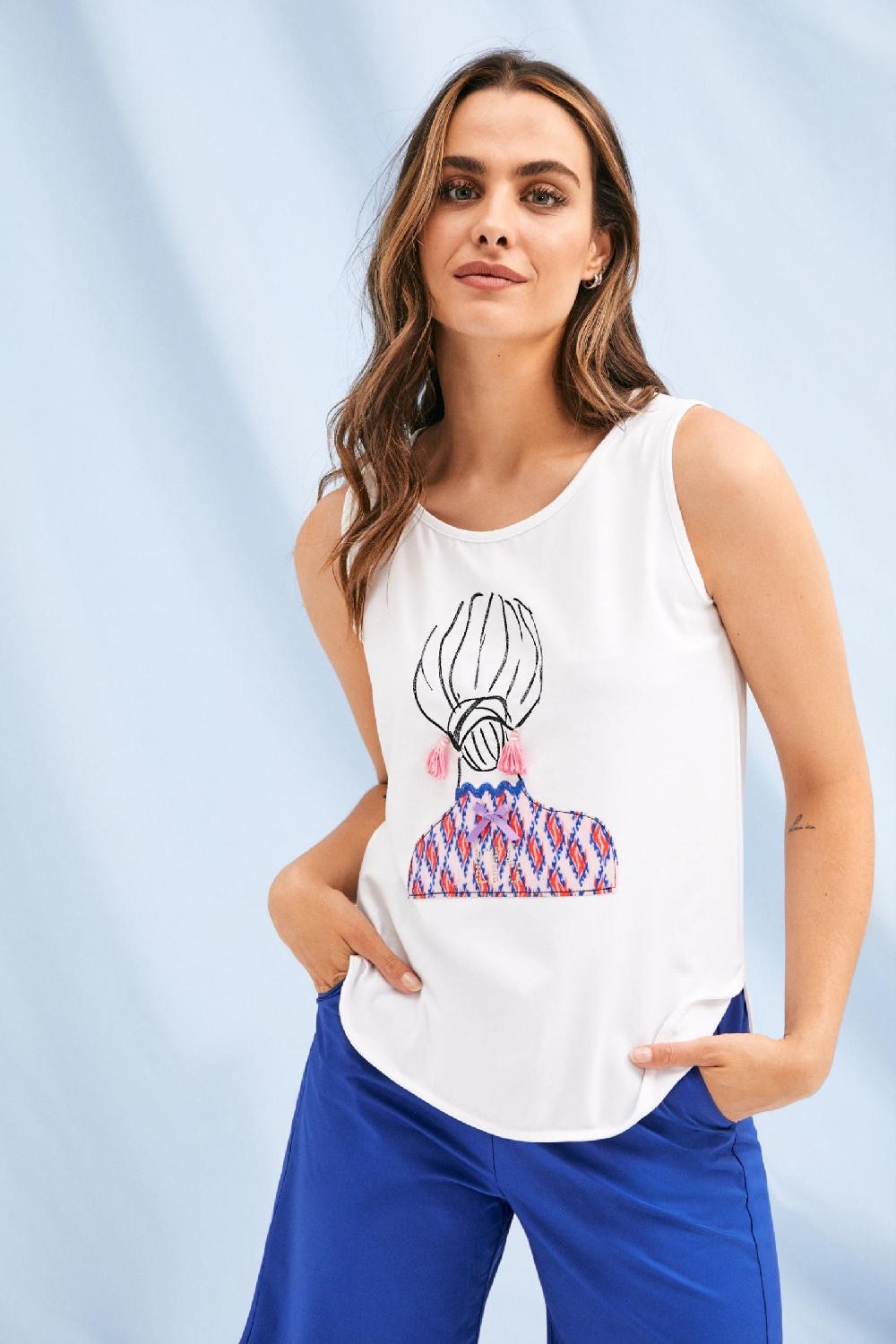 lolitas&l Camiseta blanca tirantes con estampado moño Lolitas&L