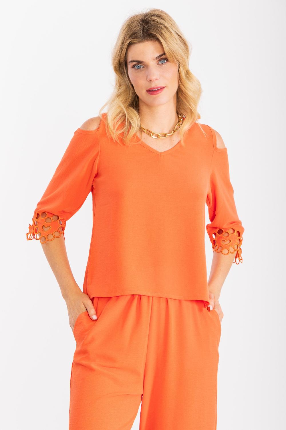 Lolitas&l Camiseta Coral Con El Hombro Descubierto Y Bordada LolitasyL