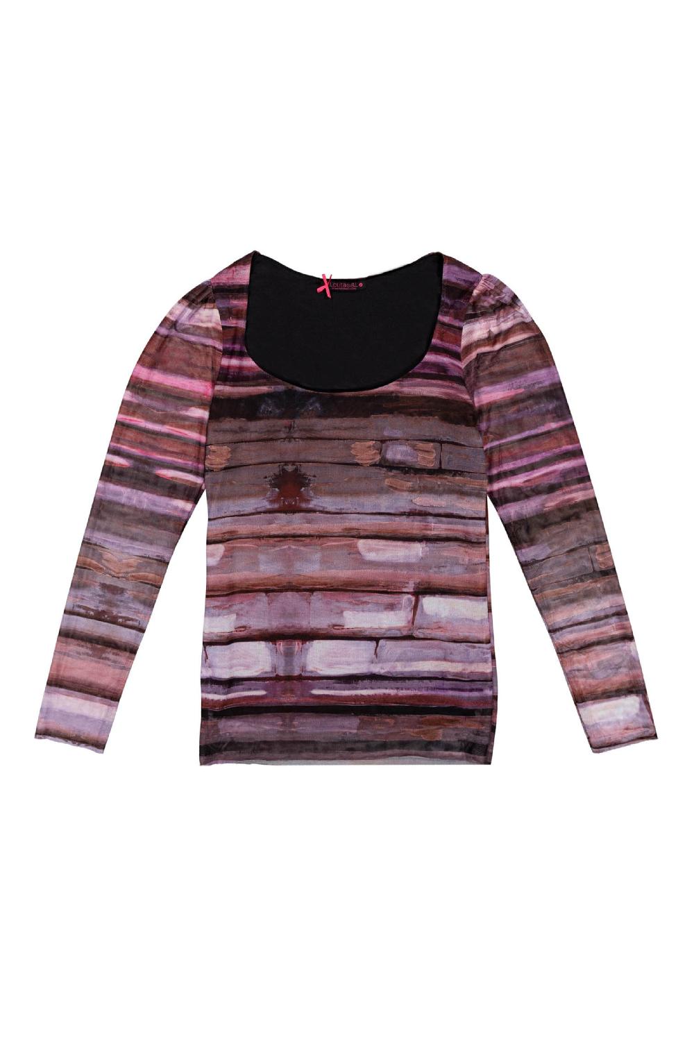 Lolitas&l Camiseta De Punto Rayas Malvas Cuello Collar Lolitas&L