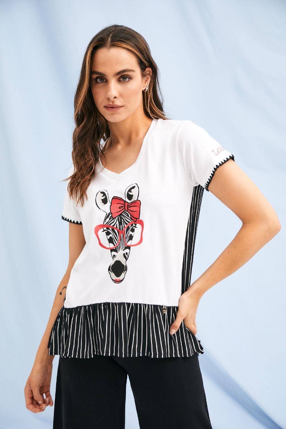 Lolitas&l Camiseta Estampado Cebra Con Espalda De Rayas LolitasyL