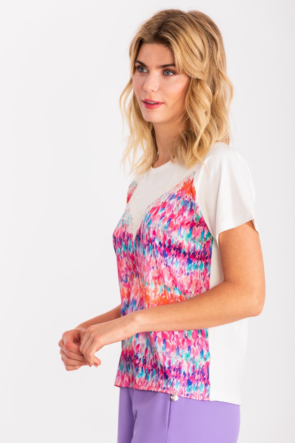 Lolitas&l Camiseta Estampado Water Colour Con Puntilla En Escote LolitasyL