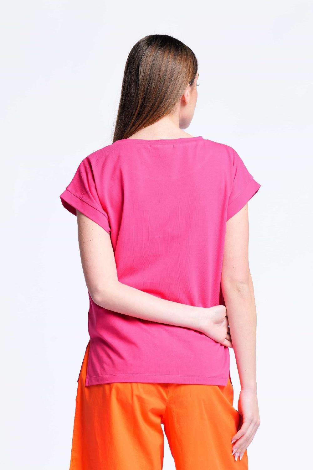 Lolitas&l Camiseta Fucsia Algodon Contorno Bordado Calado Lolitas&L