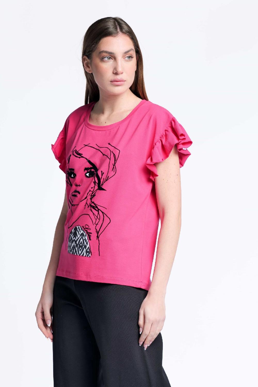 lolitas&l Camiseta fucsia algodon estampado cara Lolitas&L