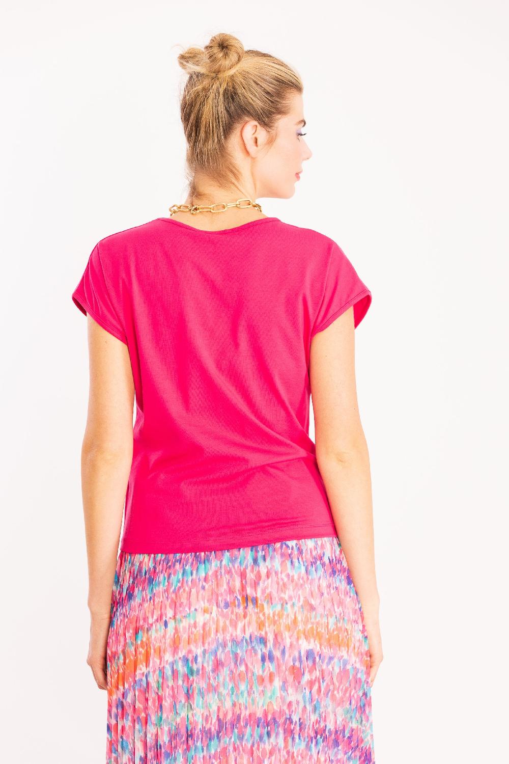 Lolitas&l Camiseta Fucsia Pico Anudada En El Pecho LolitasyL