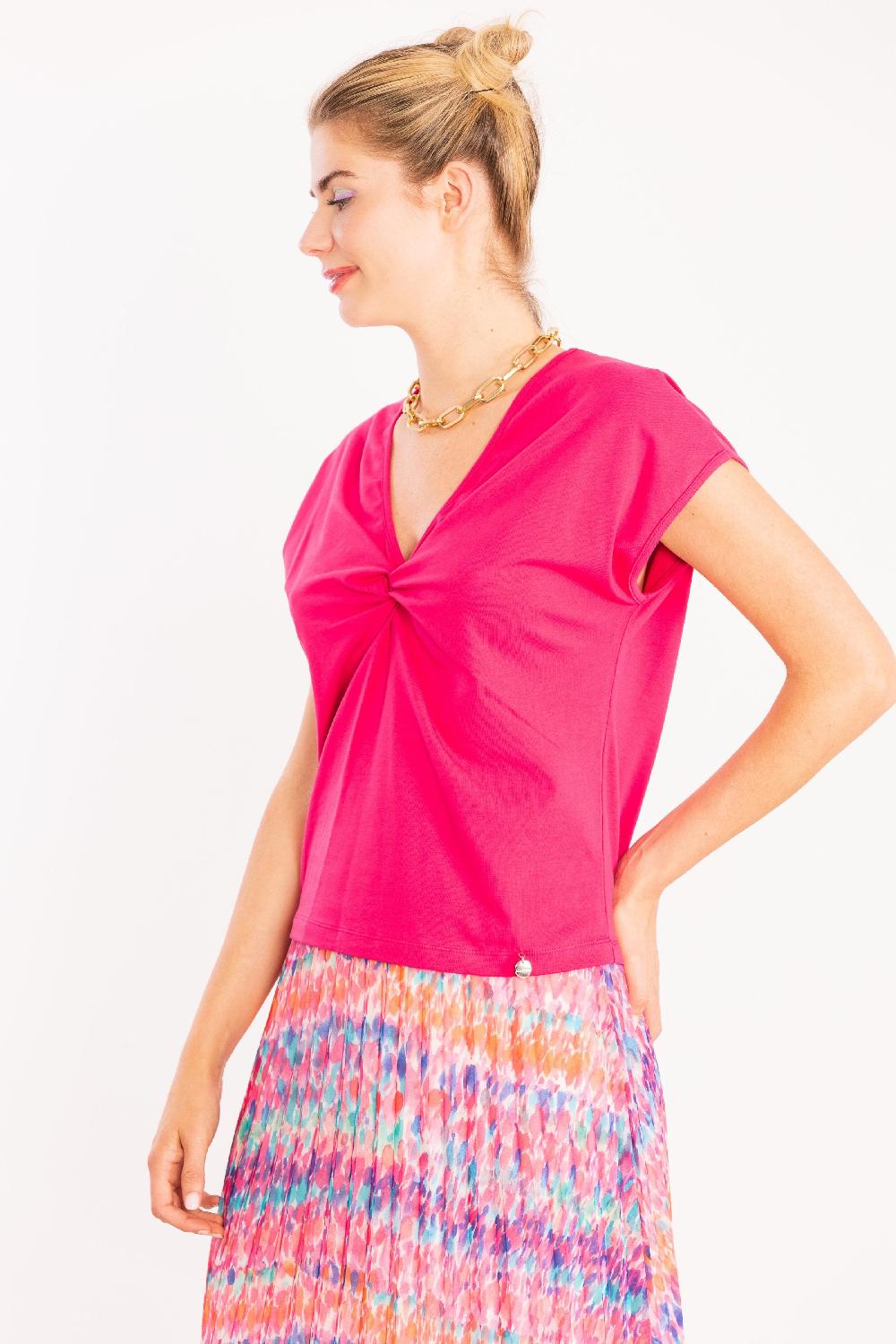 Lolitas&l Camiseta Fucsia Pico Anudada En El Pecho LolitasyL