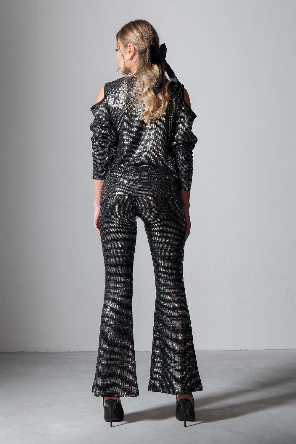 Lolitas&l Camiseta Gris Estampado Brillo Hombro Descubierto LolitasyL