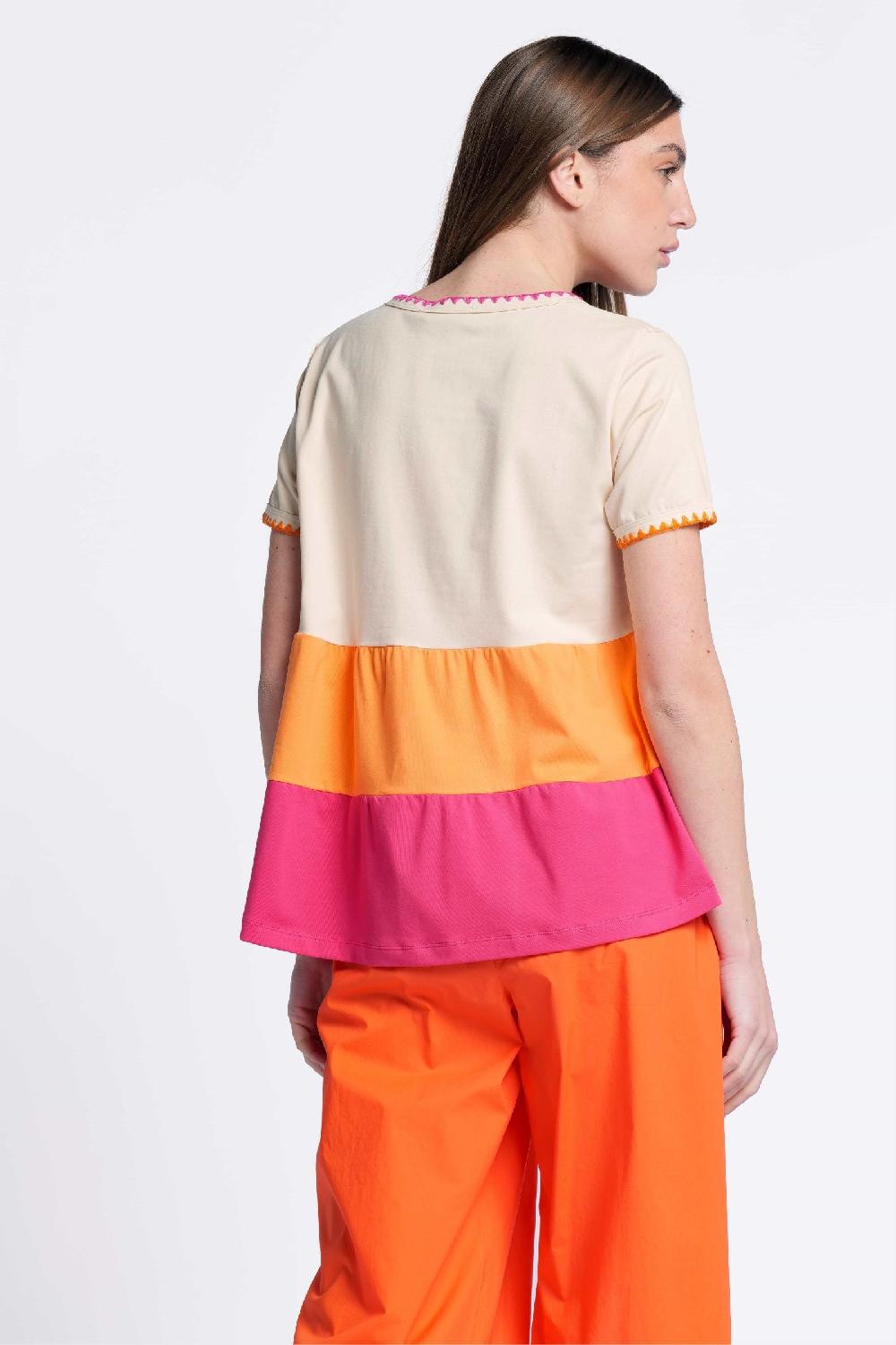 Lolitas&l Camiseta Multicolor Fucsia Escote Pico Lolitas&L