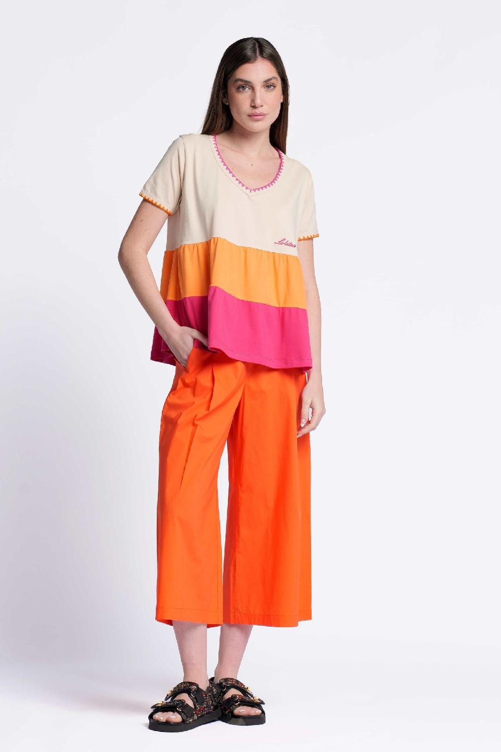 Lolitas&l Camiseta Multicolor Fucsia Escote Pico Lolitas&L