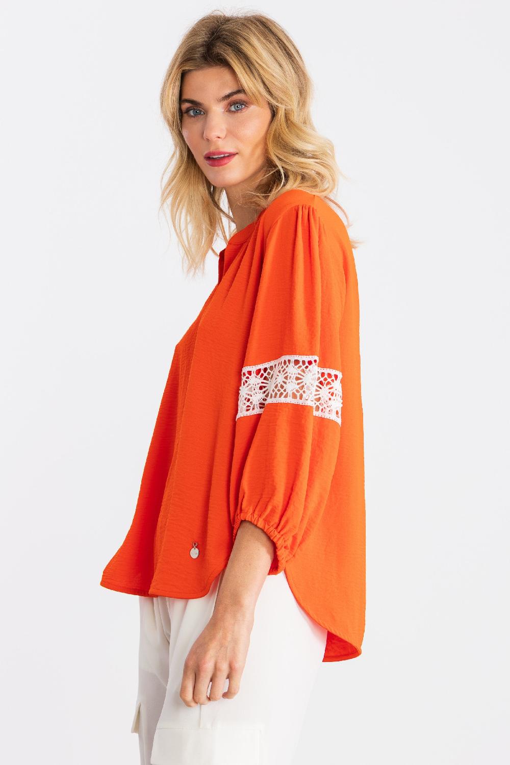 Lolitas&l Camiseta Naranja Manga Al Codo Con Bordado Ingles LolitasyL