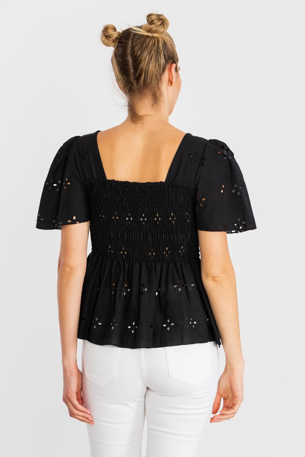 Lolitas&l Camiseta Negra Bordado Ingles Engomada LolitasyL