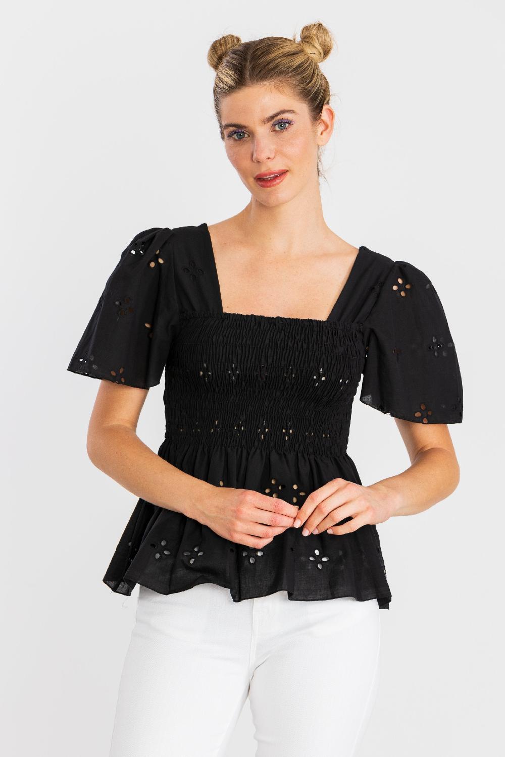 lolitas&l Camiseta negra bordado ingles engomada LolitasyL