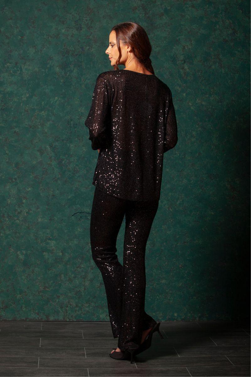 Lolitas&l Camiseta Negra Lentejuelas Escote En Uve LolitasyL