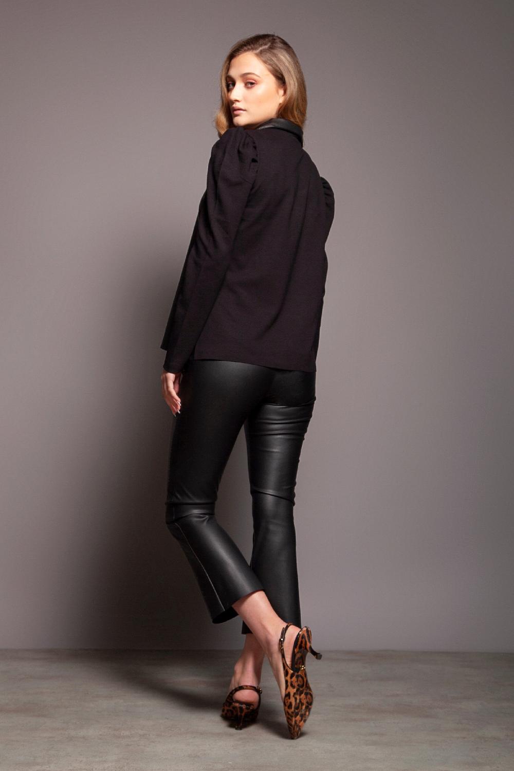 Lolitas&l Camiseta Negra Mixta Polipiel Y Algodon Lolitas&L