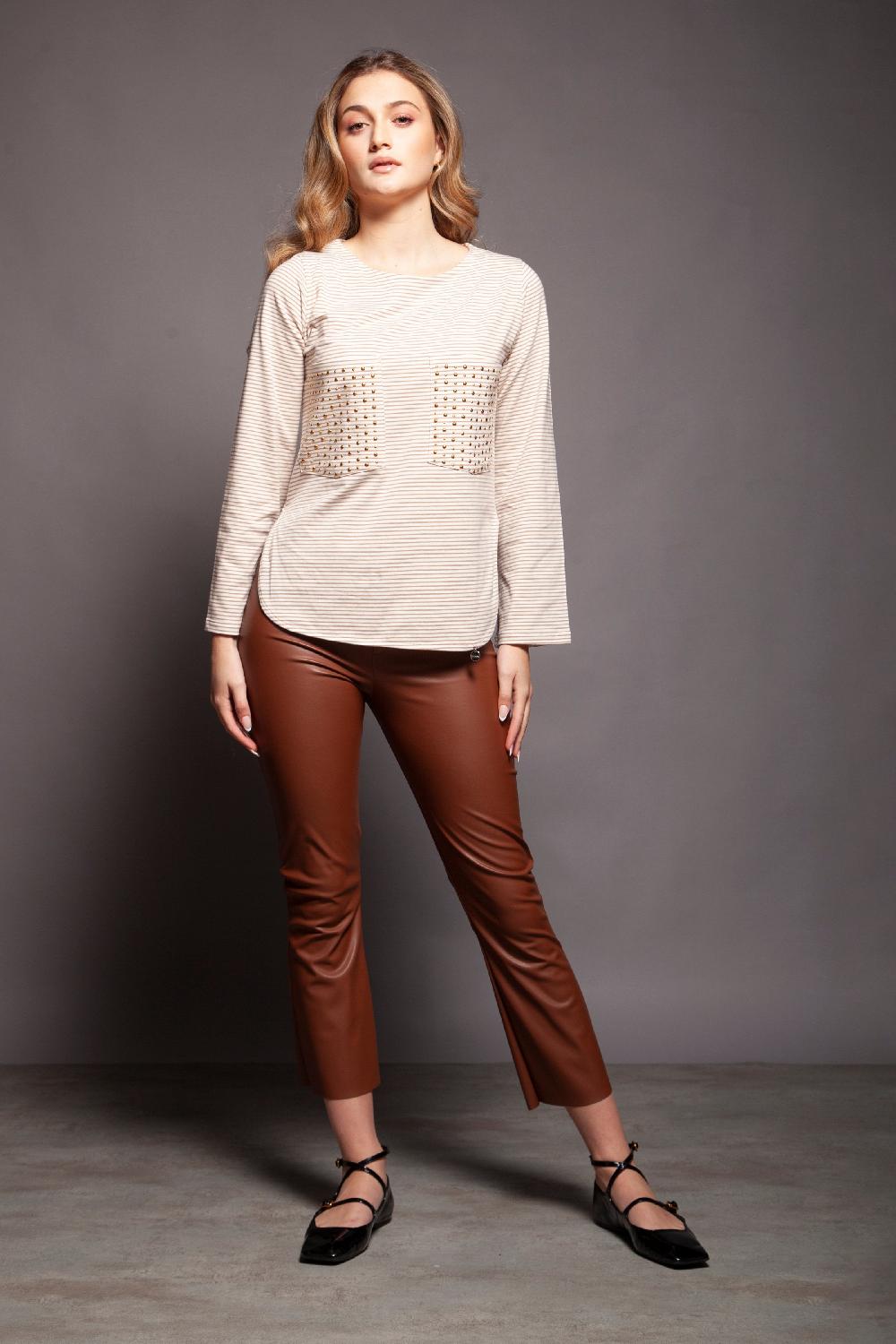 lolitas&l Camiseta rayas beige con bolsillos pecho Lolitas&L