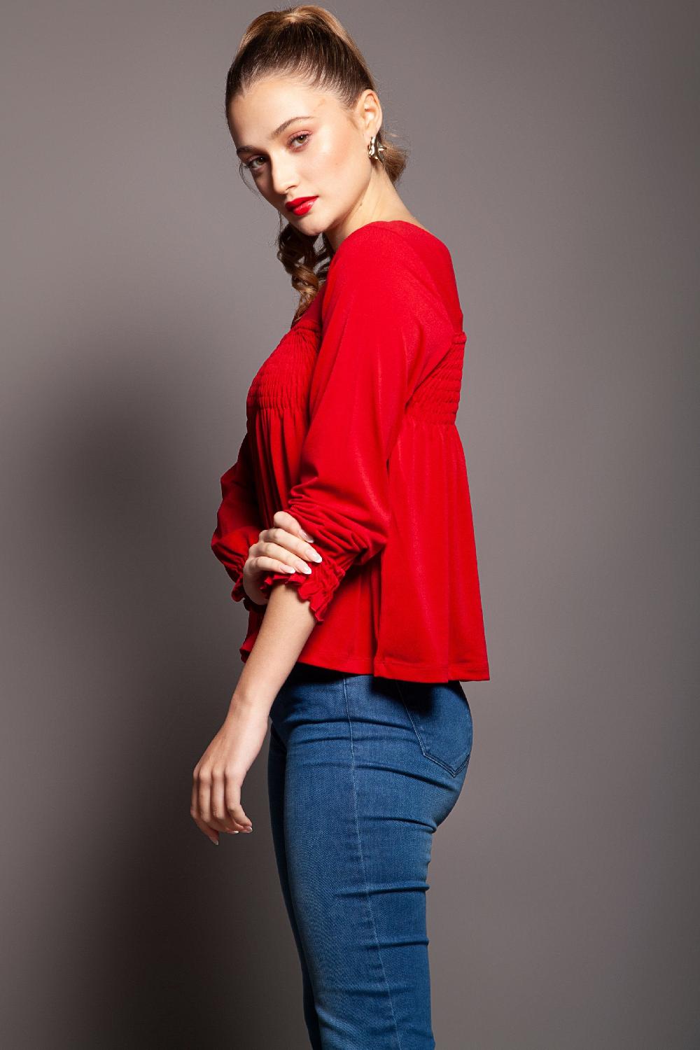 Lolitas&l Camiseta Roja Pecho Nido De Abjeja Lolitas&L