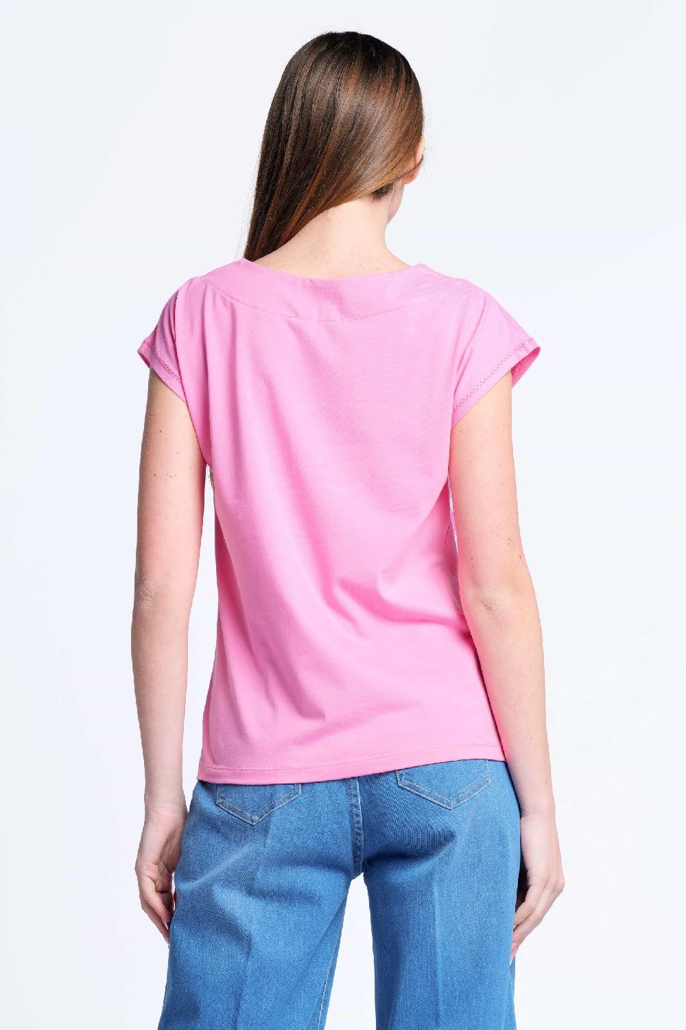 Lolitas&l Camiseta Rosa Bordado Love Escote Cuadrado Lolitas&L