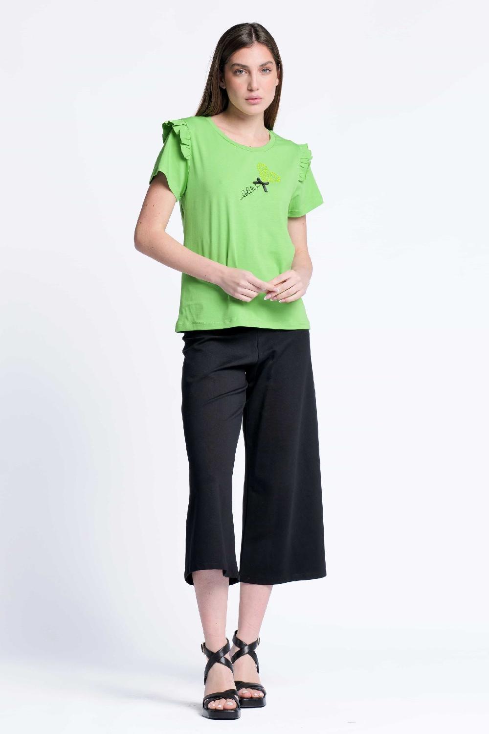 Lolitas&l Camiseta Verde Algodon Bordado Logo Corazon Lolitas&L