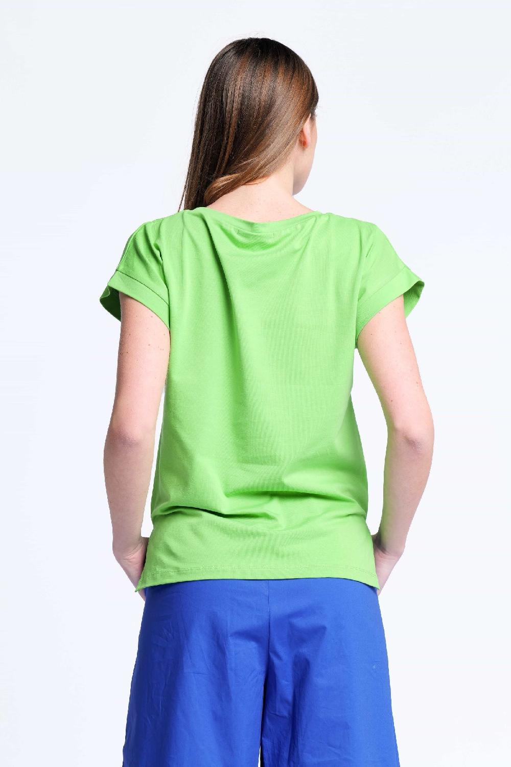 Lolitas&l Camiseta Verde Algodon Contorno Bordado Calado Lolitas&L