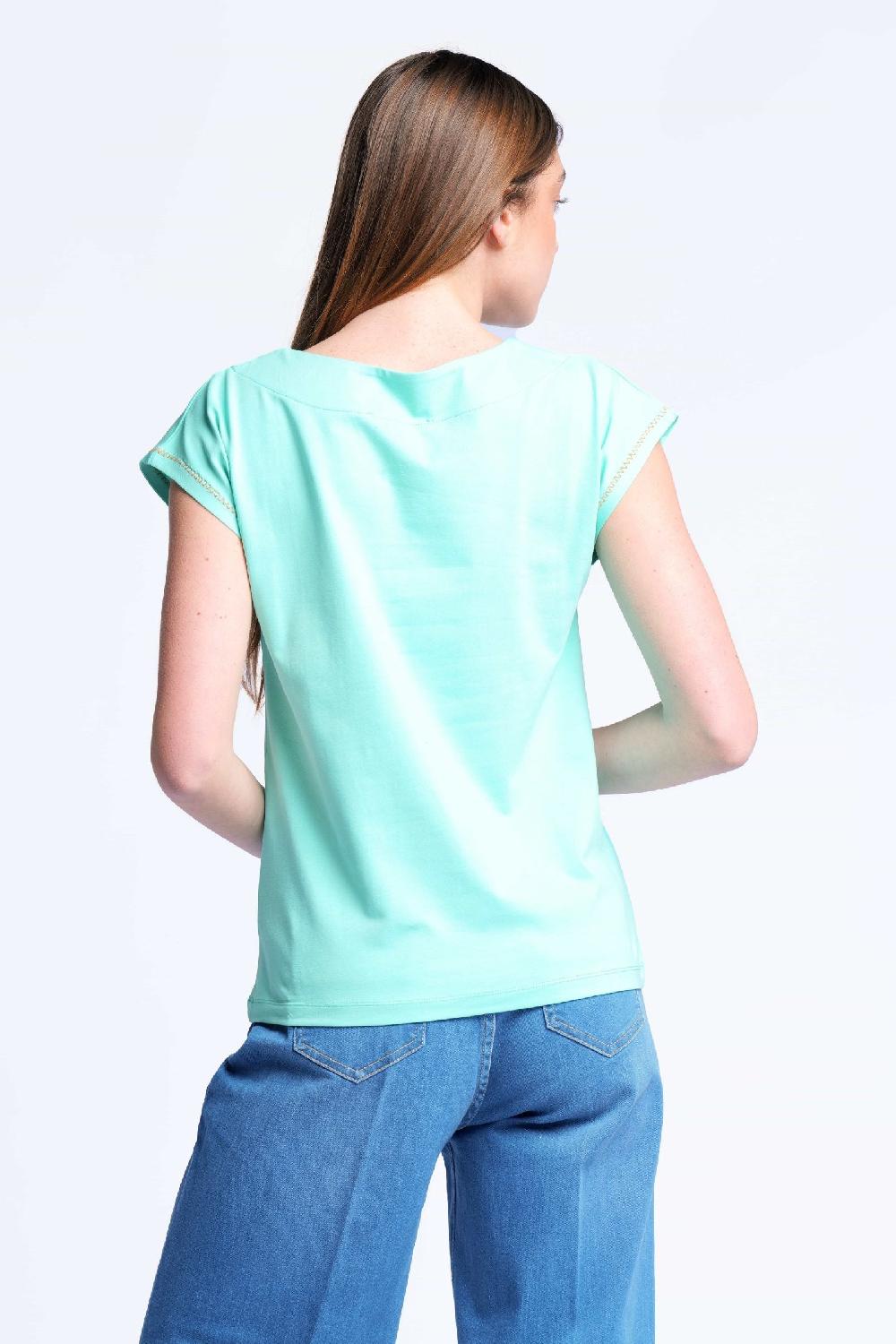 Lolitas&l Camiseta Verde Bordado Love Escote Cuadrado Lolitas&L