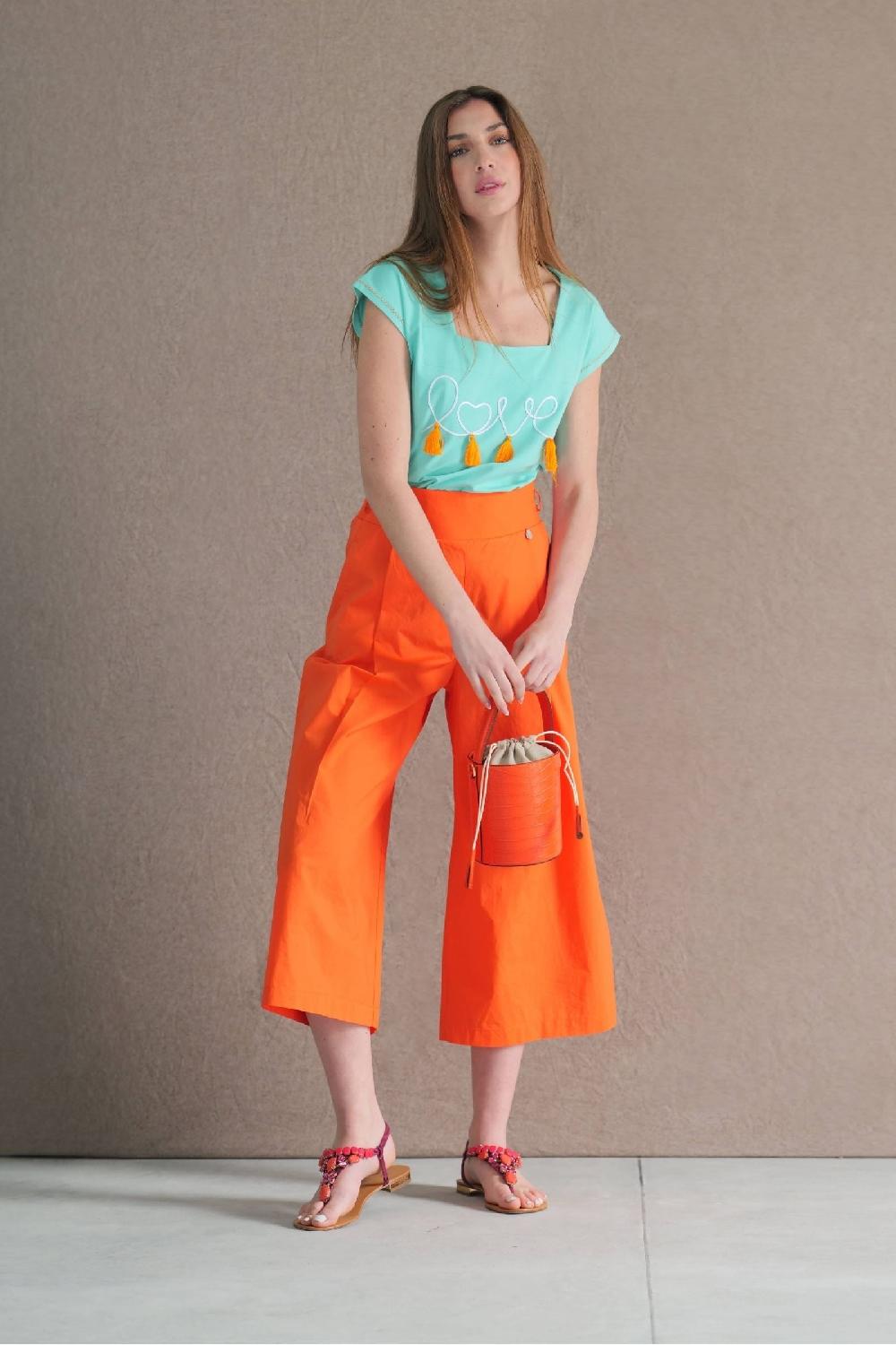 Lolitas&l Camiseta Verde Bordado Love Escote Cuadrado Lolitas&L