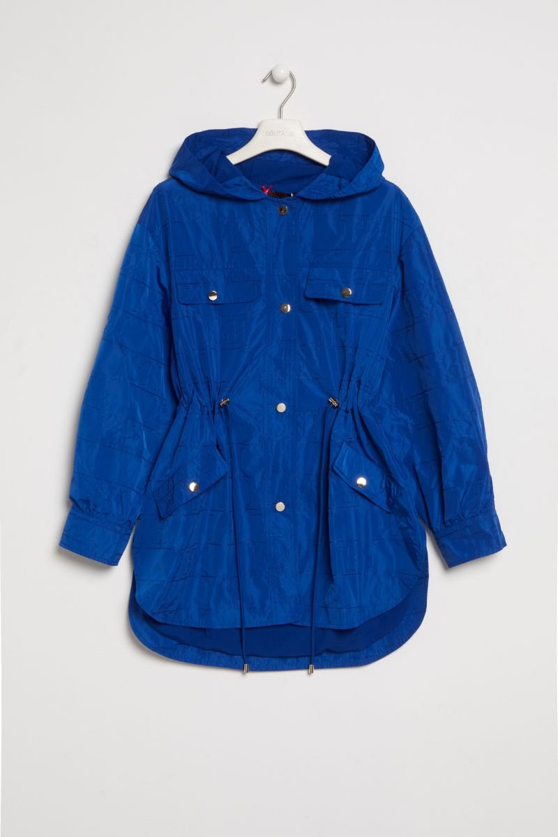 Lolitas&l Cazadora Azul Bordada Ajustada En La Cintura Y Capucha Lolitas&L