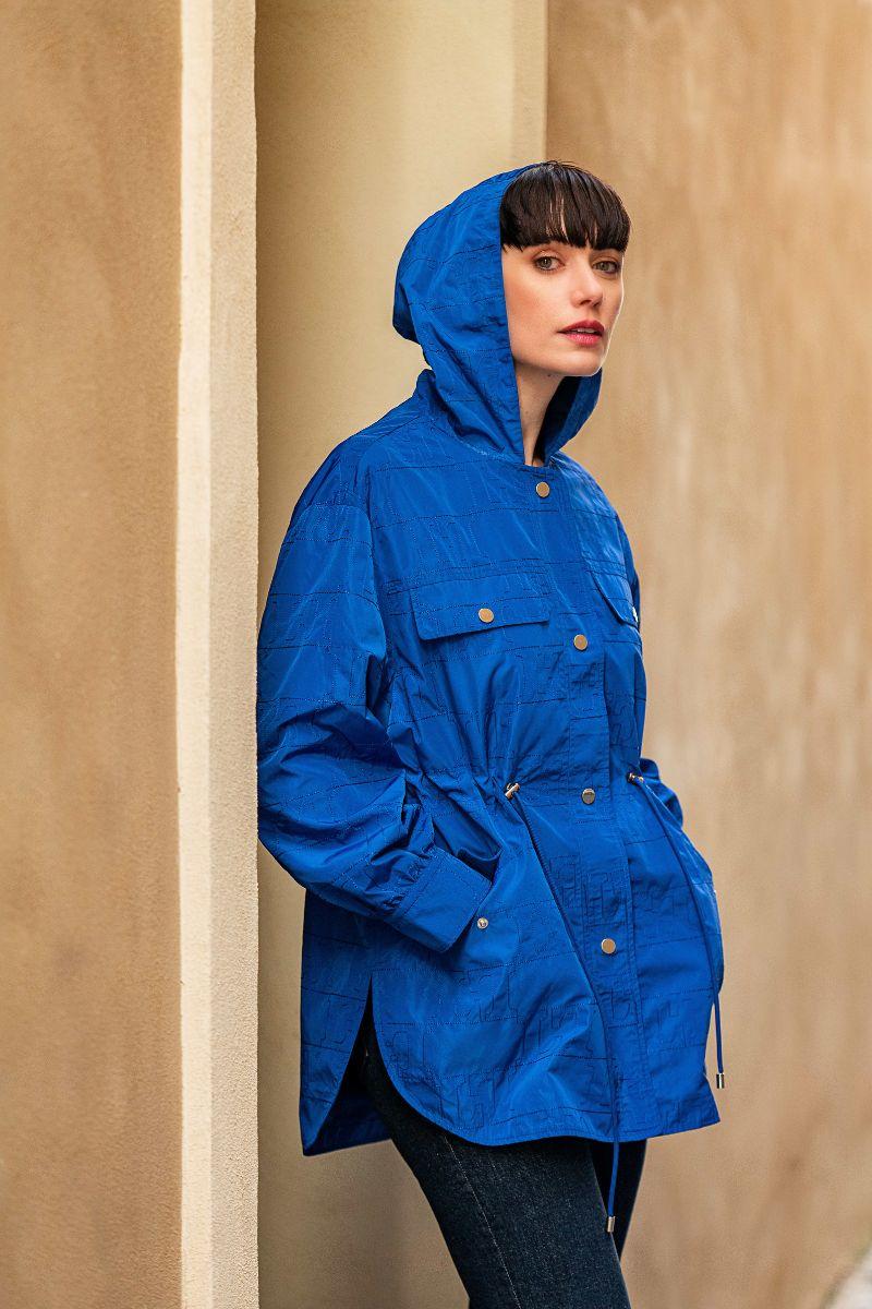 Lolitas&l Cazadora Azul Bordada Ajustada En La Cintura Y Capucha Lolitas&L