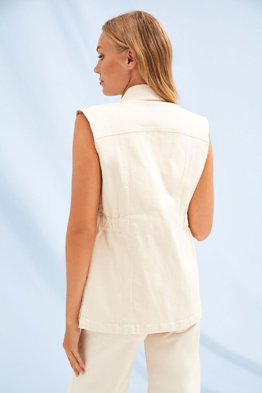 Lolitas&l Cazadora Vaquera Crema Sin Mangas Con Bolsillos Lolitas&L