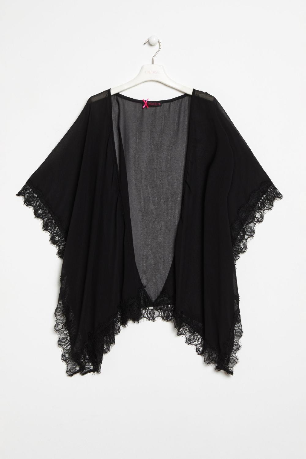 Lolitas&l Chal De Gasa Negra Semitransparente Con Puntilla Lolitas&L
