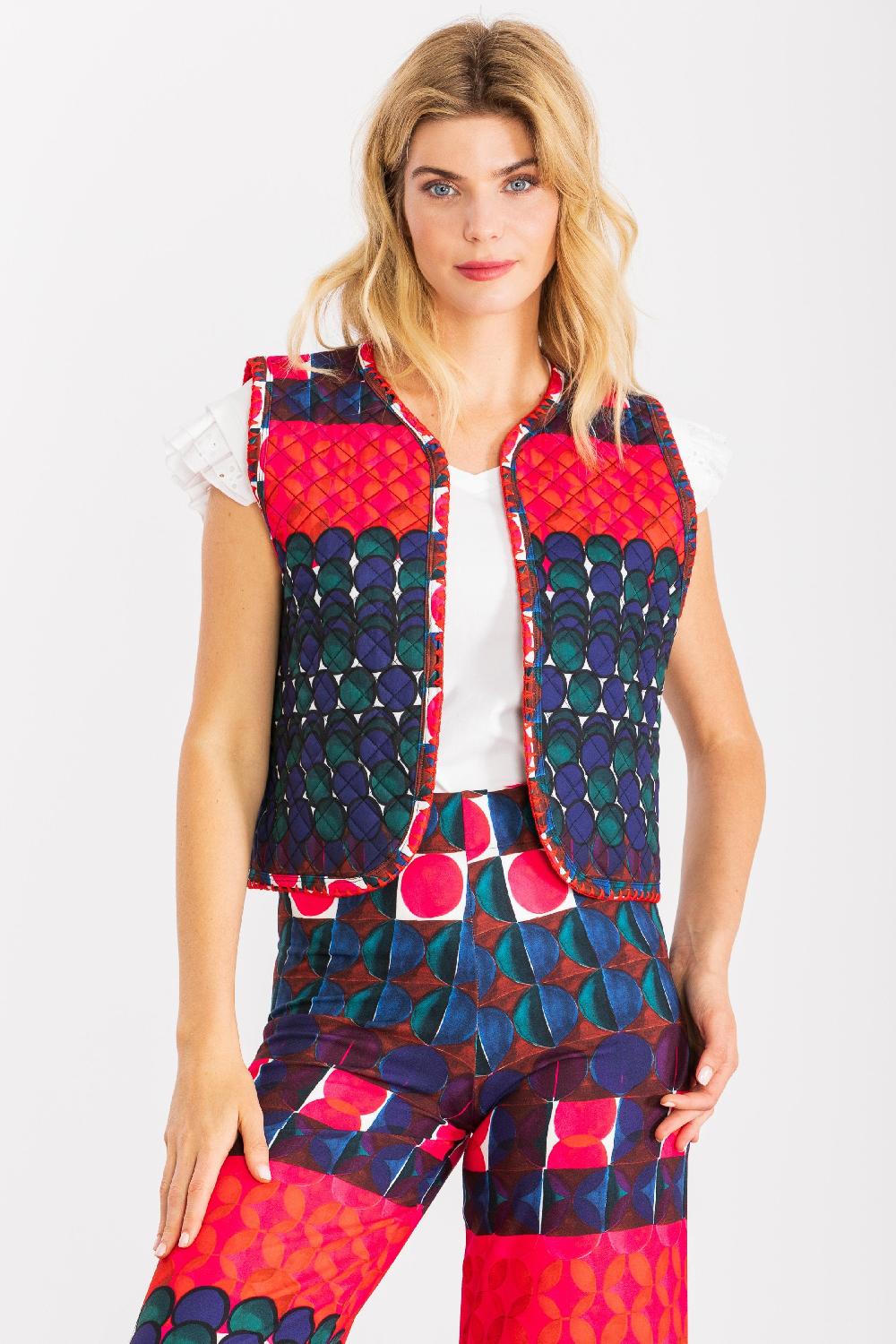 Lolitas&l Chaleco Estampado Geometrico Con Bordado LolitasyL