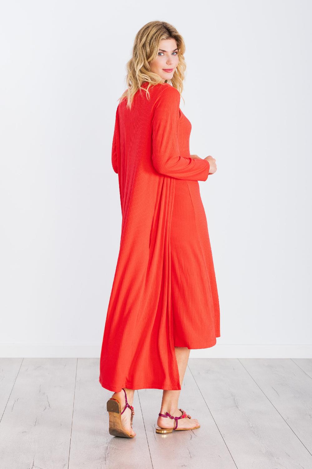 Lolitas&l Chaqueta Coral Larga Guardapolvos De Punto Rayado LolitasyL