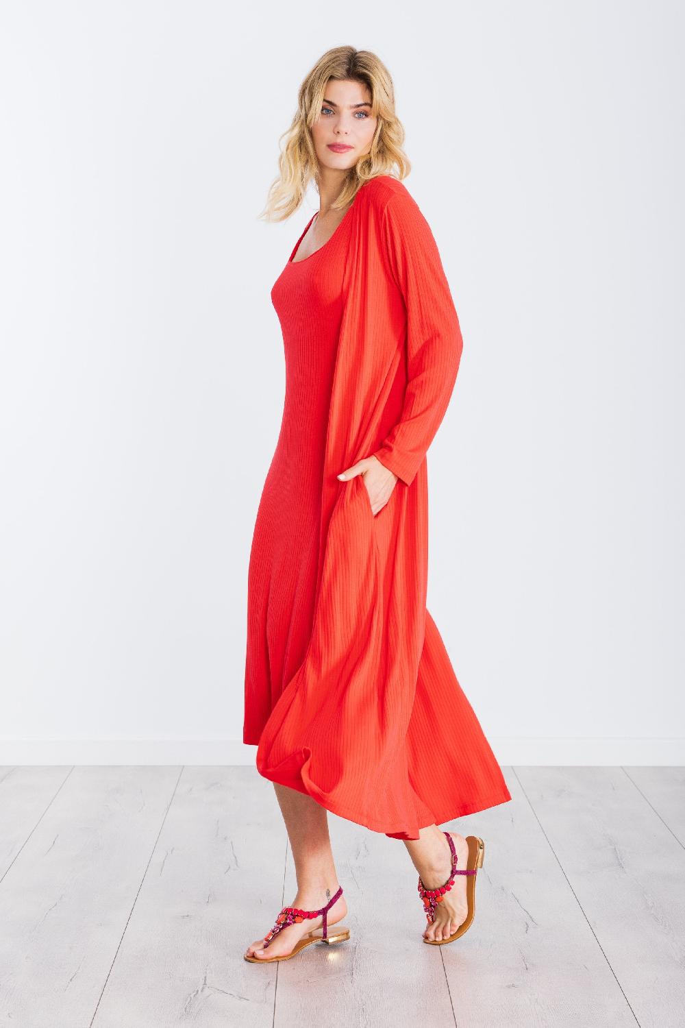 Lolitas&l Chaqueta Coral Larga Guardapolvos De Punto Rayado LolitasyL