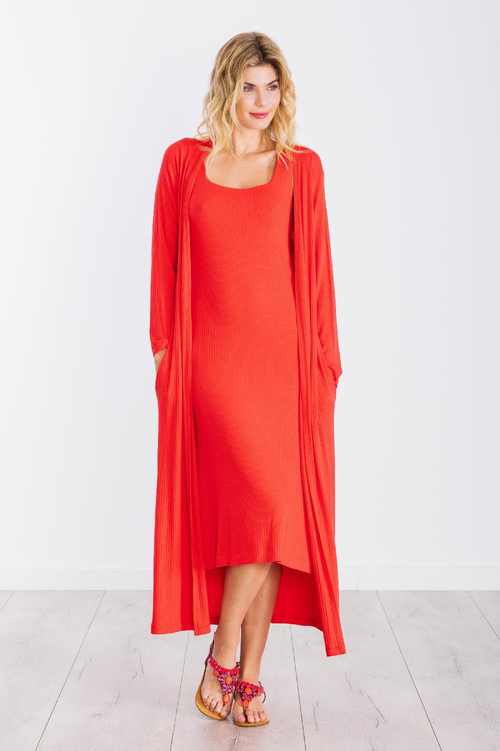 lolitas&l Chaqueta coral larga guardapolvos de punto rayado LolitasyL