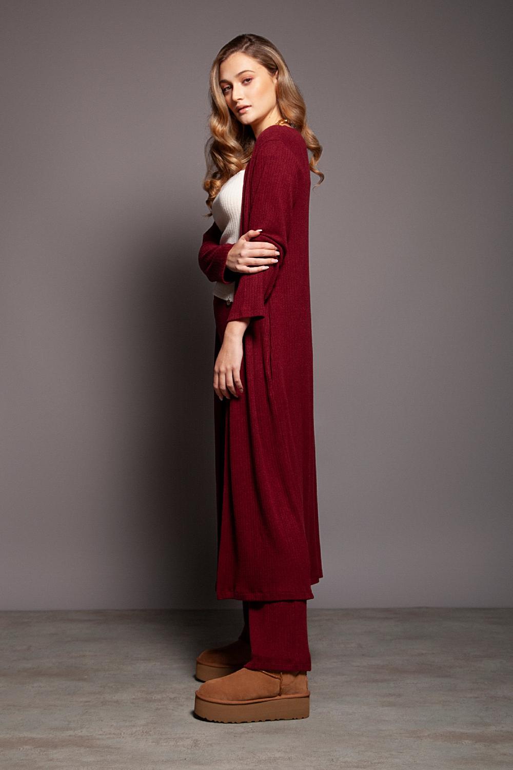 Lolitas&l Chaqueta Granate Larga De Punto Jaquard Lolitas&L