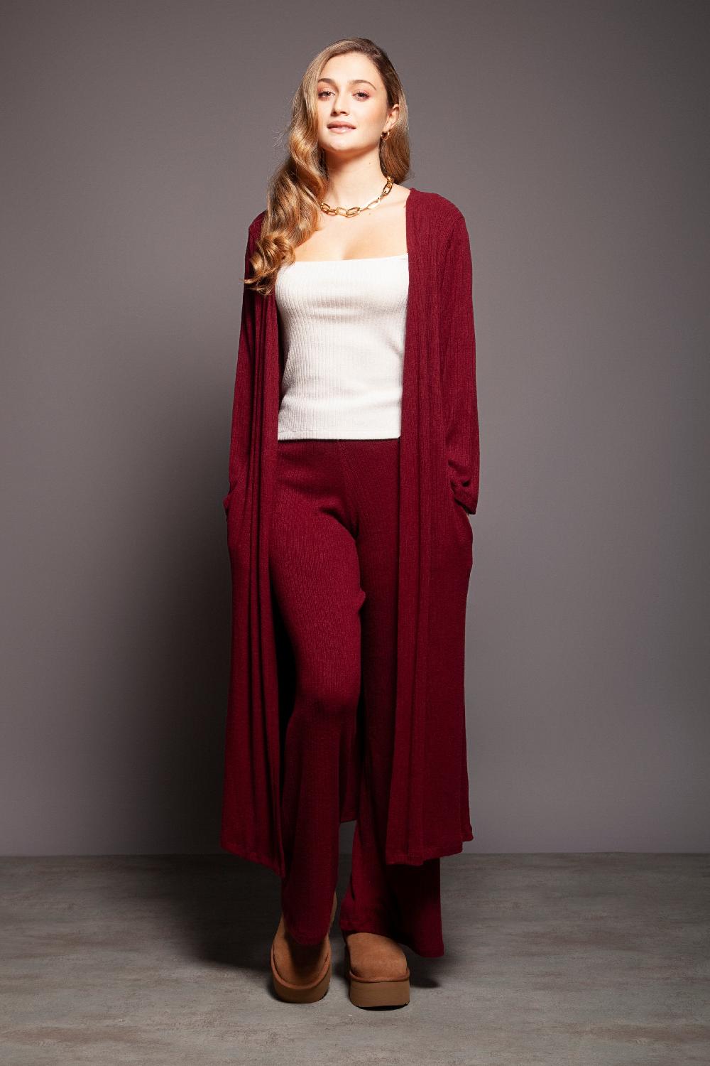 Lolitas&l Chaqueta Granate Larga De Punto Jaquard Lolitas&L