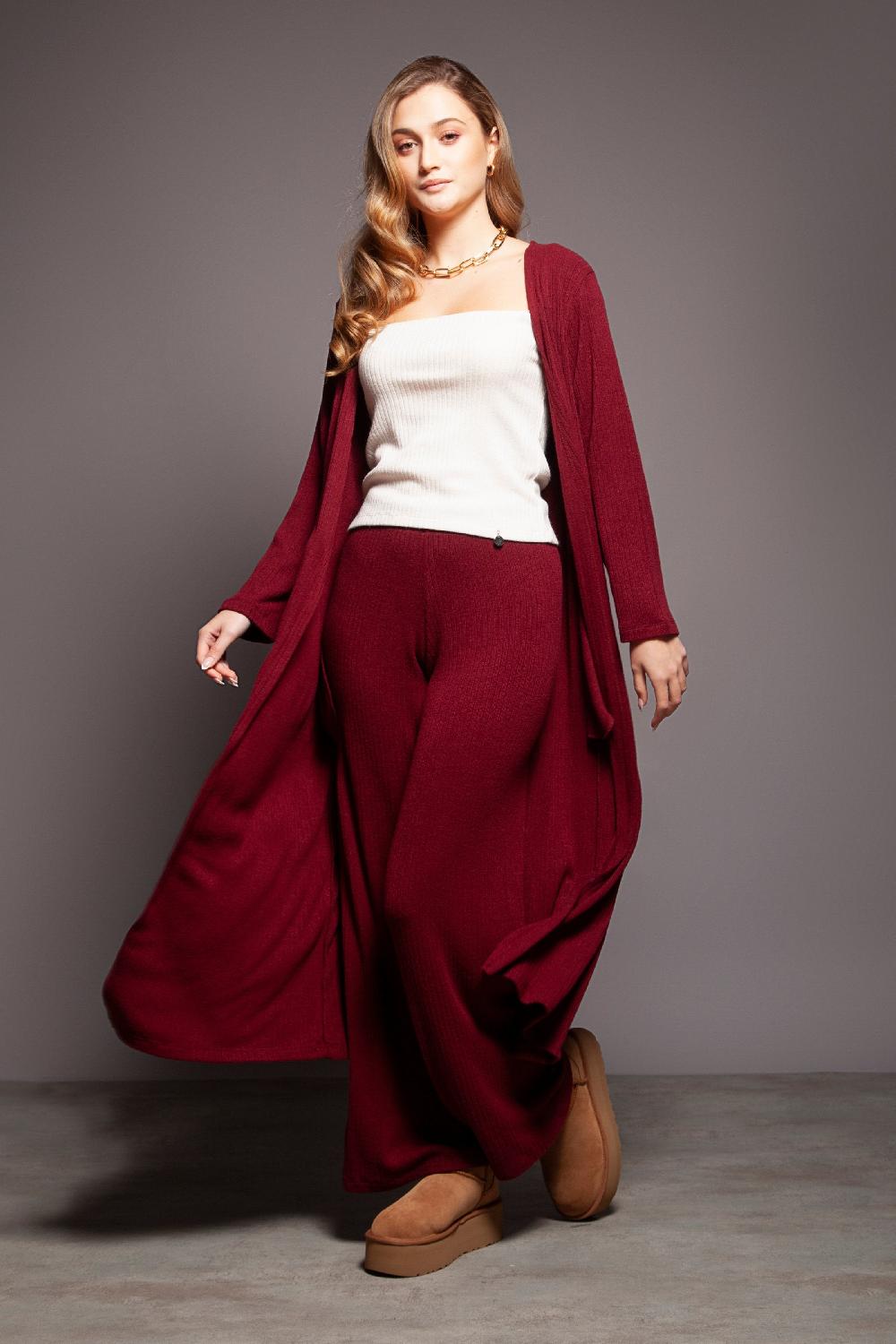 lolitas&l Chaqueta granate larga de punto jaquard Lolitas&L