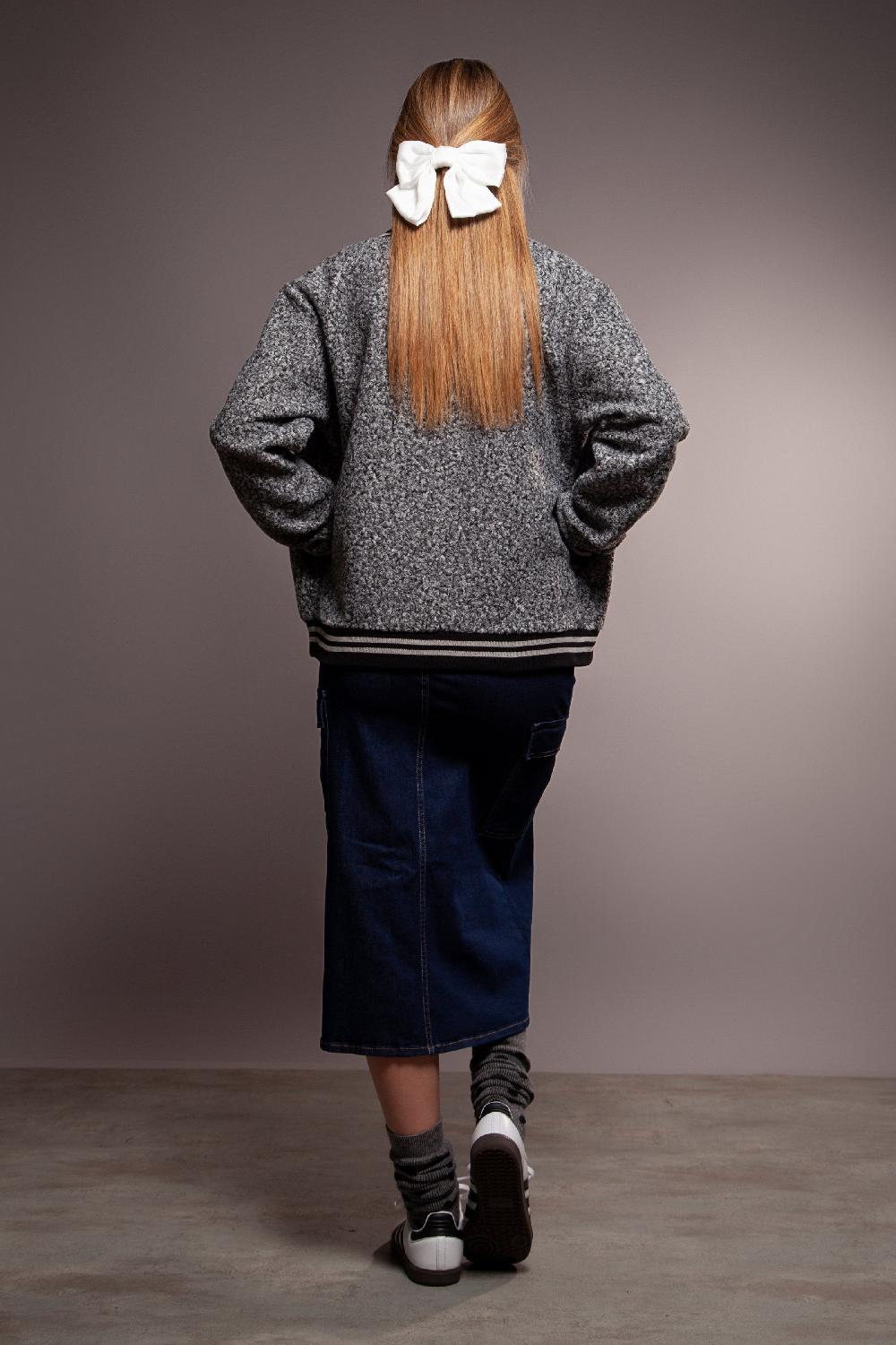 Lolitas&l Chaqueta Gris Pelo Abotonada Con Elasticos Lolitas&L