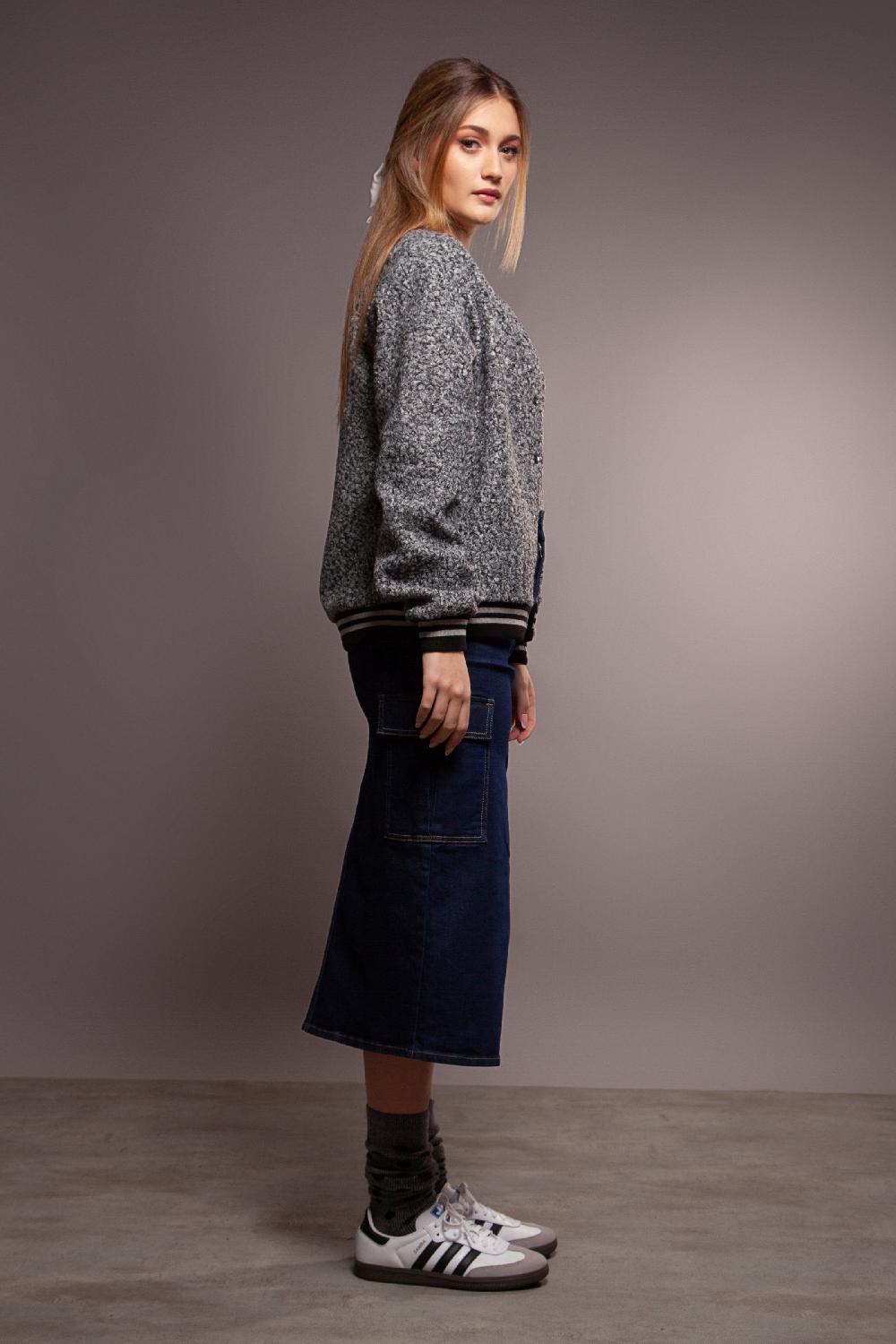 Lolitas&l Chaqueta Gris Pelo Abotonada Con Elasticos Lolitas&L