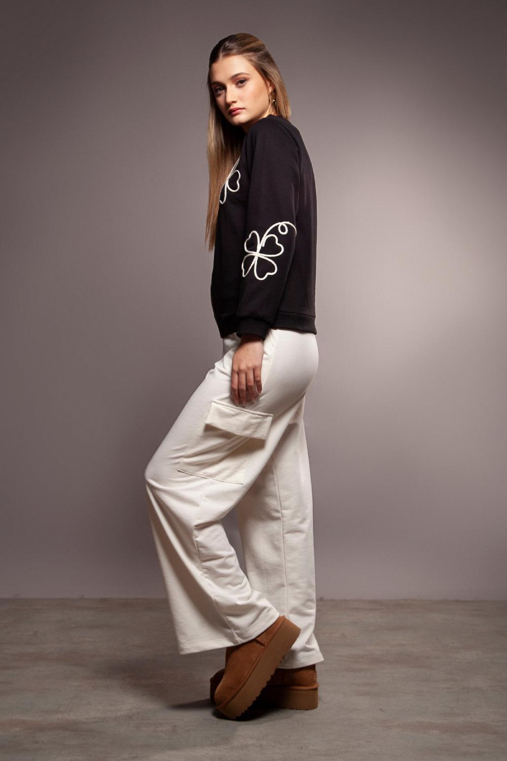 Lolitas&l Chaqueta Negra Bordado Flor En Contraste Cremallera Lolitas&L