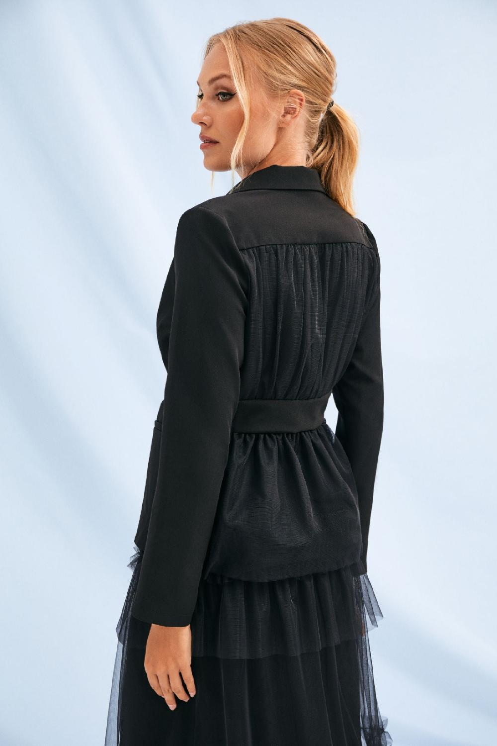 Lolitas&l Chaqueta Negra Con Solapas Y Espalda Tafetán Lolitasyl